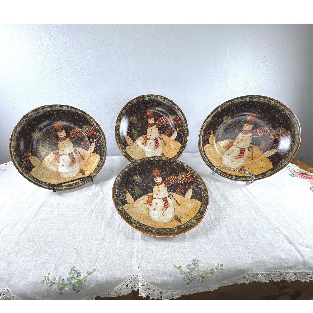 Certified International Susan Winget Snowman Plates Set 4